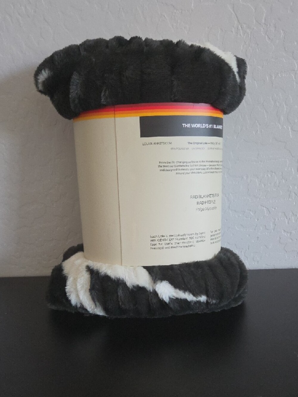 Lola Aviator Nation Black and White Plush Baby Blanket - Picture 2 of 3